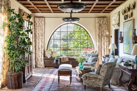 Mediterranean Revival Interior Design, Ferguson Shamamian, Dining Room Paneling, Mediterranean Living Room, Spanish Hacienda, Moroccan Room, Mediterranean Revival, Stunning Homes, Mediterranean Living