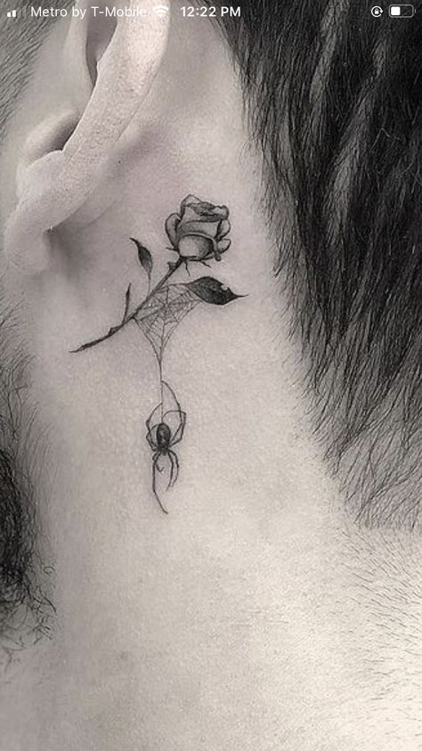 Rose Neck Tattoo, Hawaiian Tattoos, Small Neck Tattoos, Side Neck Tattoo, Clever Tattoos, Neck Tattoo For Guys, Hand Tattoos For Women, American Tattoos, Cool Small Tattoos