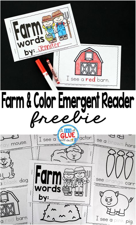 Farm & color emergent reader! A great freebie for kindergartners during a farm unit!