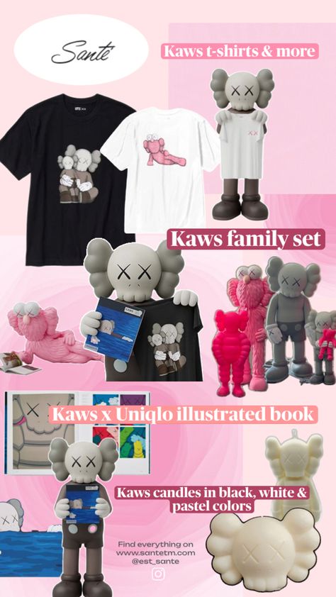 www.santetm.com #kaws #uniqlo #streetart #bearbricks Family Set, Uniqlo, Pastel Colors, Street Art, Pastel, Books, Black, Color