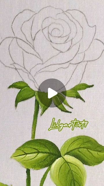 Rose Art Painting, Fabric Art Tutorials, Rose Painting Acrylic, Flower Painting Videos, Floral Art Paintings, Acrylic Flower Painting, Painting Flowers Tutorial, Easy Flower Painting, Fabric Painting On Clothes