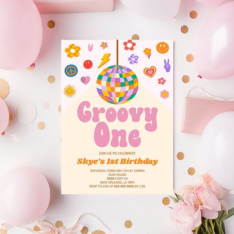 1st Birthday Disco Theme, One Year Old Disco Party, Disco Themed First Birthday, First Birthday Disco Theme, Disco 1st Birthday Party, First Disco Birthday Party, Disco First Birthday Party, Disco First Birthday, Groovy One Birthday Party