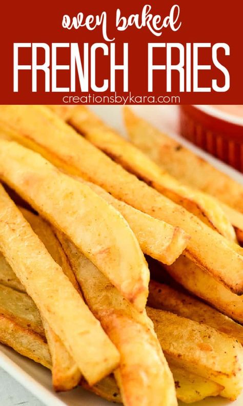 Baked Fries Recipe, French Fry Recipe Baked, Oven French Fries, Oven Baked French Fries, Potato Fries Baked, Baked French Fries, Cooking French Fries, Oven Baked Fries, Crispy Oven Fries