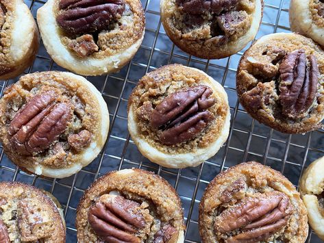 Bourbon Pecan Tassies Recipe, Tassies Recipe, Bourbon Party, Pecan Tassies, Pecan Tarts, Mini Tarts, Make Ahead Desserts, Pecan Nuts, Flaky Salt