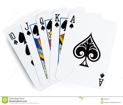 Playing Card Images Free | Royalty Free Stock Photography: Royal flush playing cards Royal Flush Tattoo Design, Royal Flush Tattoo, Playing Card Tattoos, Casino Tattoo, Arm Tattoos Drawing, James Bond Party, Card Tattoo Designs, Ace Card, Pocket Watch Tattoo