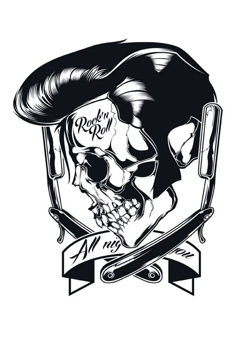 King of Rock/Elvis Presley skull tattoo design Rockabilly Art, Skull Illustration, Skull Tattoo Design, Rock N’roll, A Skull, Skull Tattoos, Pompadour, Skull And Bones, Skull Art