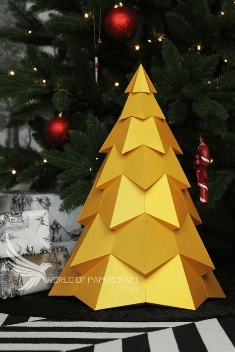 Papercraft Christmas Tree Christmas Tree Low Poly Christmas | Etsy Template Papercraft, Christmas Tree Paper Craft, Cardboard Christmas Tree, Paper Wings, How To Make Christmas Tree, Papercraft Templates, Fir Tree, Paper Christmas, Christmas Decorations Ornaments