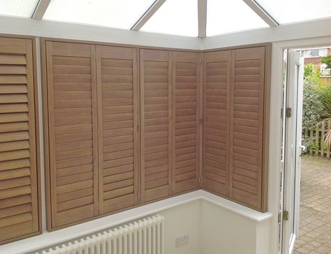 Conservatory Window Coverings, Conservatory Shutters, Fabric Window Coverings, Conservatory Windows, Interior Window Shutters, Shutter Blinds, Window Shutters, How To Make Light, Site Design