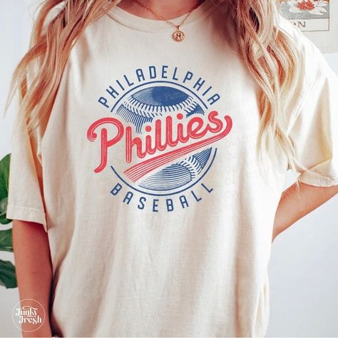 Philadelphia Baseball Shirt, Phillies Gameday Shirt, Retro Phillies Fan Gift Tee High School Baseball Fan Shirts, Baseball Shirts For Women, Sporty Tshirt Design, Softball T Shirts, Softball Tshirt Designs, Coffee Merch, Baseball Fan Shirts, School Designs, Philadelphia Phillies Baseball