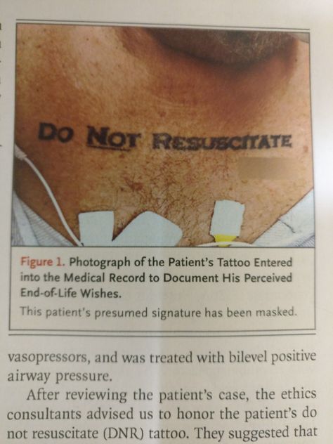 An Unconscious Patient with a DNR Tattoo. The New England Journal of Medicine. November 30, 2017. Medicine Journal, Medical, Tattoos