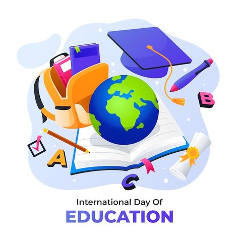 International Day Of Education, Education Illustration, Education Day, Vector Gradient, Education For All, Learning Methods, Educational Projects, International Day, Video New