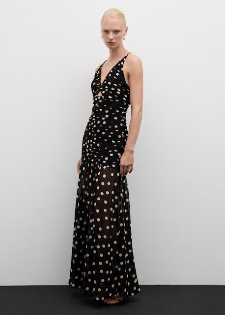 MARIA'S STYLE PLANET: POLKA DOTS Shaved Design, Knit Jumpsuit, Polka Dress, Maxi Knit Dress, Draped Dress, Ladies Party, Striped Knit, Crossover, Evening Dress