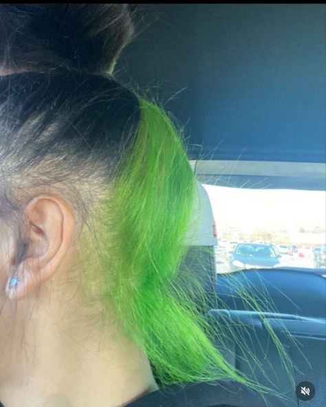 Hair ideas Green Skunk Stripe, Blue Natural Hair, Hair Dye Videos, Peekaboo Hair Colors, Hair Stripes, Green Hair Dye, Skunk Stripe, V Hair, Natural Hair Bun Styles