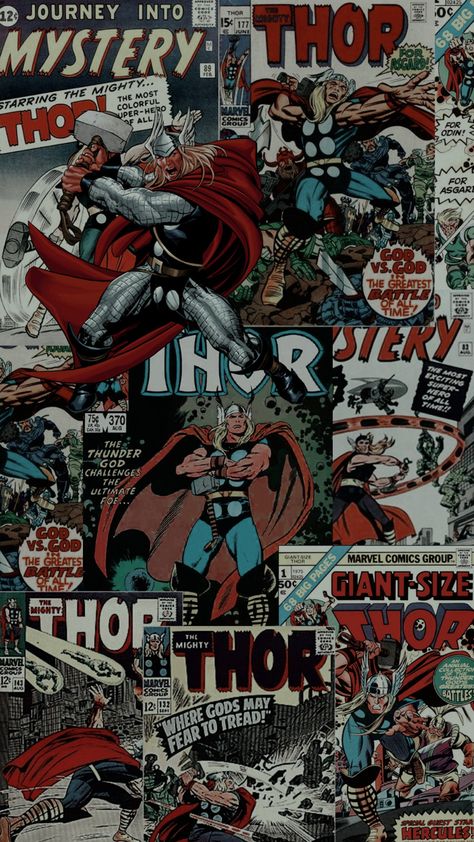 Marvel Phone Wallpaper, Thor Wallpaper, Comic Collage, Marvel Comics Vintage, Thor Comic, Marvel Background, Marvel Comics Superheroes, Marvel Artwork, Marvel Images