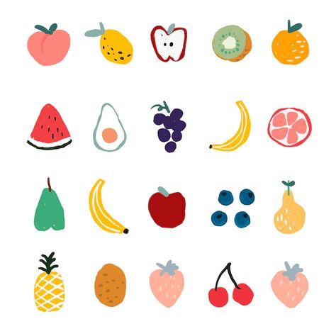 Doodle Art Fruit, Fruit Logo Design Ideas, Fruit Doodle, Fruit Logo Design, Fruit Logo, Fruit Icons, Diy Pottery Painting, Fruit Fruit, Fruits Drawing