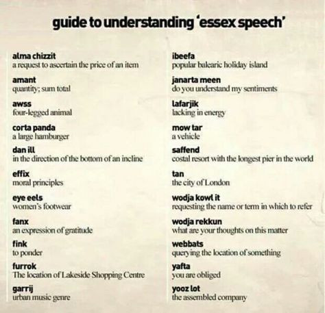 Guide to Understanding Essex Speech Slang Language, Essex Girls, She Loves You, Robbie Williams, If You Love Someone, What's App Status, Funny Pranks, Love You Forever, Funny People