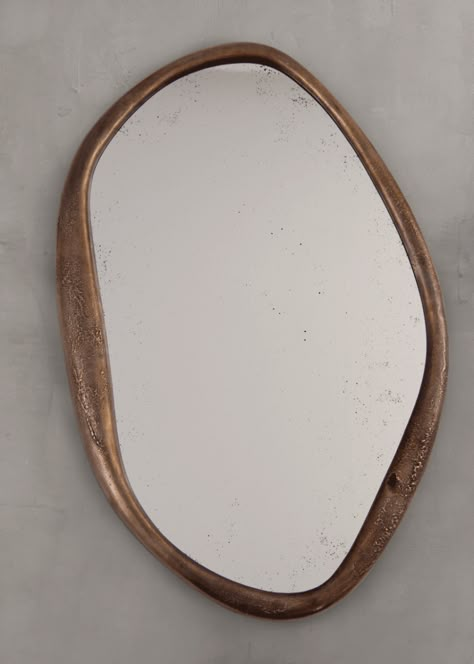 Wabi Sabi Mirror, Bronze Wall Mirror, Mirror Interior Design, Small Wall Mirrors, Mirror Hangers, Bronze Frame, Bronze Wall, Furniture Selection, Bronze Mirror