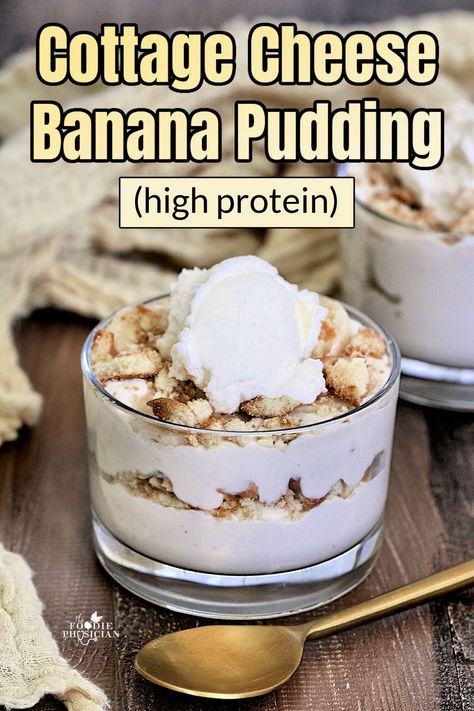 Pudding With Cottage Cheese, Protein Banana Pudding, Cottage Cheese Banana, Cottage Cheese Dessert Recipes, Protein Cottage Cheese, Cottage Cheese Breakfast Bowl, Cottage Cheese Recipes Healthy, Cottage Cheese Desserts, Cottage Cheese Breakfast