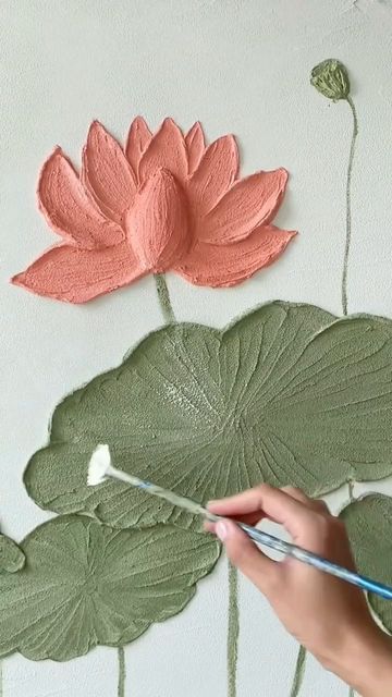 Lotus Texture Painting, Lotus Painting Acrylic, Lotus Texture, Canvas Painting Pink, Gesso Art, Textured Canvas Painting, Lotus Artwork, Lotus Flower Painting, Minimalist Art Abstract