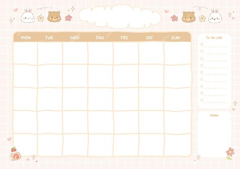 Premium Vector | Cute Monthly Planner Pastel Colour Cute Monthly Planner, Study Planner Printable, Kawaii Planner, Monthly Planner Template, Cute Calendar, Memo Paper, Monthly Calendar Template, Monthly Planner Printable, Digital Calendar