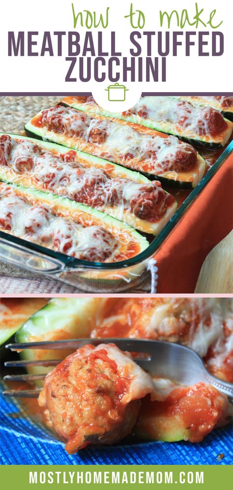 Zucchini And Meatballs Recipes, Zucchini Meatball Boats, Meatball Stuffed Zucchini Boats, Meatball Zucchini Boats, Meatball Boats Recipe, Meatball Boats, Boat Recipes, Zucchini Boat, Frozen Meatball Recipes