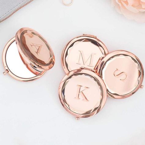 Engraved Bridesmaid Gifts, Rose Gold Bride, Wall Mounted Makeup Mirror, Compact Mirror Personalized, Gifts Bridesmaid, Rose Gold Mirror, Bridesmaid Box, Rose Gold Crystal, Personalized Bride