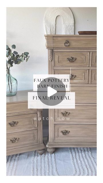 𝐂𝐢𝐞𝐫𝐚 𝐁𝐫𝐚𝐭𝐭𝐚𝐢𝐧 ✨ 𝐃𝐈𝐘 & 𝐅𝐮𝐫𝐧𝐢𝐭𝐮𝐫𝐞 𝐅𝐥𝐢𝐩𝐩𝐢𝐧𝐠 on Instagram: "Faux pottery barn finish!!   You all voted for it and I made it happen. This was my first time trying this technique and it turned out even better than I imagined.  I did redo the nightstand once but it was all worth it.   Follow along for a how to video coming soon 🫶🏼  #fauxpotterybarn #fauxwood #potterybarnfinish #behr #homedepot #vintagedresser #zebraweeklypick #ipainteditpretty #beforeandafter #furnitureflip #oahuhawaii #oahu #designer" Pottery Barn Diy Furniture, Pottery Barn Seadrift Finish Diy, Pottery Barn Stain Diy, Pottery Barn Finish Diy, Pottery Barn Paint Finish, Pottery Barn Furniture Diy, Faux Pottery, Nightstand Redo, Pottery Barn Paint