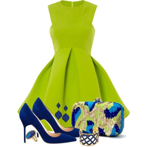 Lime blue, created by ivanyi-krisztina on Polyvore Lime Green Dress, Tata Harper, Mini Skater Dress, Looks Chic, Outfit Casual, Fashion Sense, Look Fashion, Classy Outfits, Green Dress