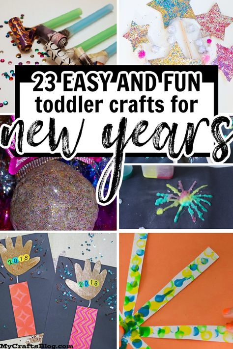 Nye Crafts For Toddlers, New Year Art And Craft, New Years Eve Toddler, Art And Craft For Preschool, New Years Crafts, News Years Crafts For Kids, New Year Crafts, Craft For Preschool, New Year's Eve Crafts