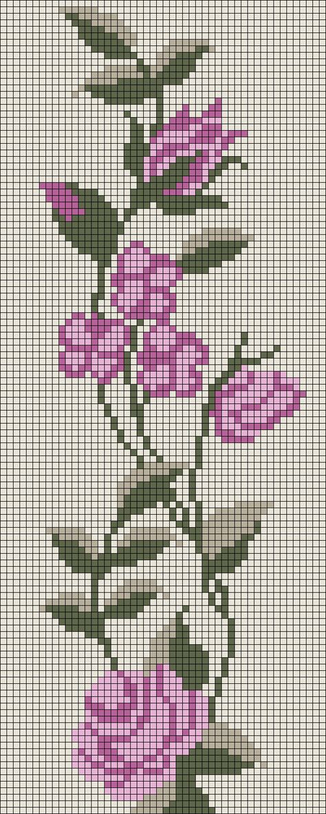 Alpha pattern #97659 | BraceletBook Tapestry Crochet Patterns Flowers, Crochet Tapestry Pattern Aesthetic, Flower Crochet Grid Pattern, Floral Tapestry Crochet Pattern, Floral Crochet Tapestry, Cottage Core Alpha Pattern, Crochet Flower Tapestry Pattern, Crochet Flower Graph, Alpha Pattern Crochet Sweater