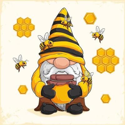 Gnome Vector Art, Icons, and Graphics for Free Download Bees And Honeycomb, Vector Illustration Character, Gnome Paint, Funny Cartoon Characters, Funny Gnomes, Nordic Gnomes, Doodle Cartoon, Bee Cards, Vector Drawing