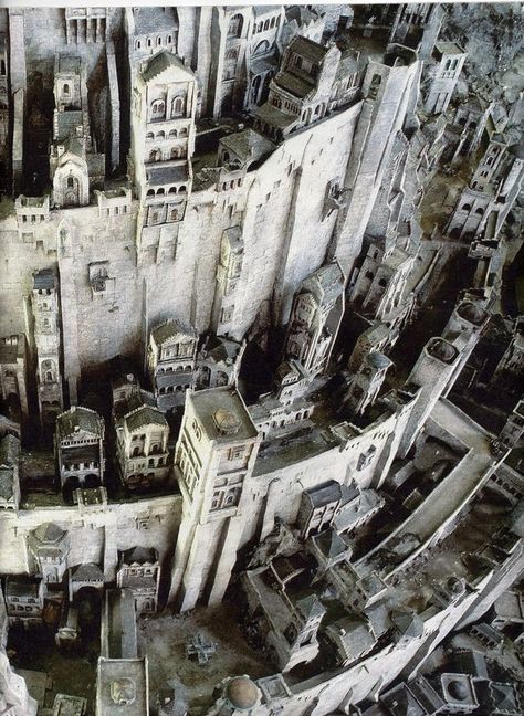 Stein may be compared to Minas Tirith in some ways.                                                                                                                                                                                 More Minas Tirith, John Howe, Into The West, Between Two Worlds, Weta Workshop, Fellowship Of The Ring, Japon Illustration, Production Design, White City