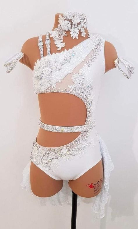 Dance Competition Costumes Jazz, Beautiful Dance Costumes, White Lyrical Costume, White Lyrical Dance Costumes, White Dance Costumes, Solo Costume Ideas, Lyrical Dance Costumes, Solo Dance Costumes, Cute Dance Costumes