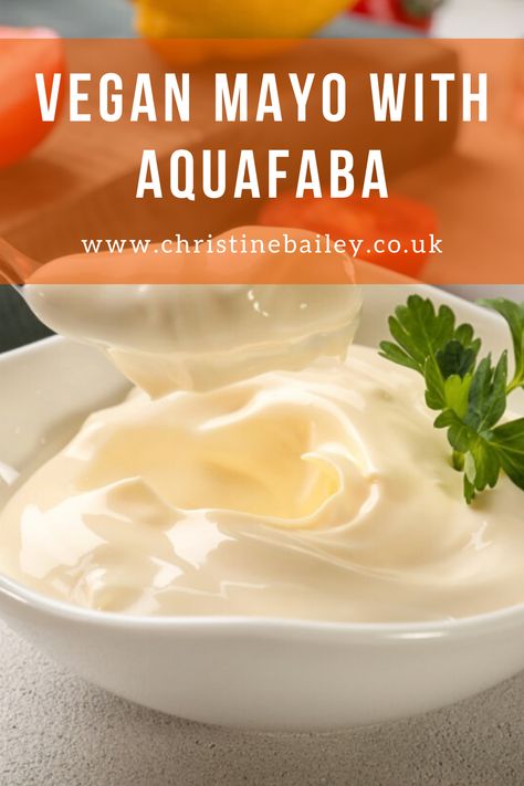 If you need a nut or soy free mayo this is the perfect vegan option and makes a easy to make simple sau Aquafaba is the liquid from a can of chickpeas. I use it a lot in recipes particularly to replace eggs. It is naturally starchy and a great way to emulsify and bind mixtures. You can flavour this with a little garlic, onion, herbs or spices to additional flavour. Vegan Recipes Using Aquafaba, Uses For Aquafaba, Vegan Mayo Aquafaba, Aquafaba Recipes Healthy, Chickpea Mayo Recipe, Chickpea Liquid Recipes, Aqua Faba Recipes, Aquafaba Mayonnaise, Vegan Mayo Recipe