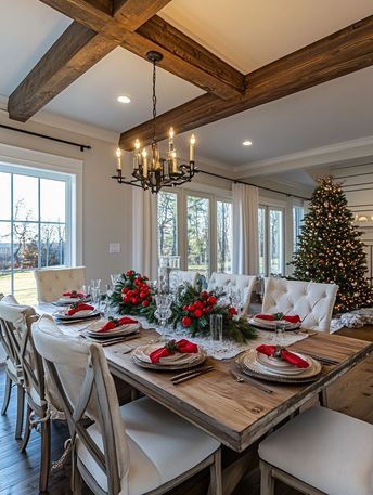 Set the perfect holiday table with these 23+ Christmas decor ideas! From cozy and rustic to bold and glamorous, find a style that suits you. Christmas Decor Ideas For Dining Room Table, Christmas Dining Tables, Christmas Dining Room Table Decor Ideas, Dinning Room Table Christmas, Christmas Decor Kitchen Table, Christmas Decor Ideas For Dining Table, Christmas Decor For Dining Table, Christmas Decorations Dining Room, Kitchen Table Christmas Decor