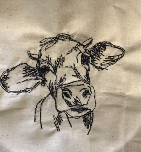 Freehand Embroidery Ideas, Goat Embroidery, Embroidered Cow, Cow Embroidery, Freehand Embroidery, Embroider Ideas, Freehand Machine Embroidery, Clothes Embroidery Diy, Free Motion Embroidery