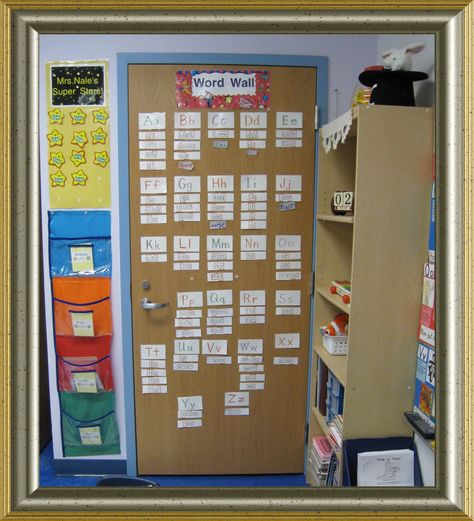 word wall on cabinet doors maybe? Classroom Word Wall, Word Walls, Interactive Walls, Teachers Corner, School Technology, Kindergarten Class, Classroom Theme, Work Gifts, Teacher Ideas