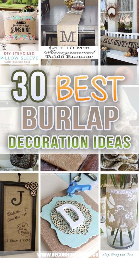 Cricut Burlap Projects, Burlap Diy Decor, Diy With Burlap, Ideas For Burlap, Burlap Canvas Ideas Diy, Burlap Sewing Projects For Kids, How To Wash Burlap Fabric, Crafts With Burlap Diy, Decorating With Burlap