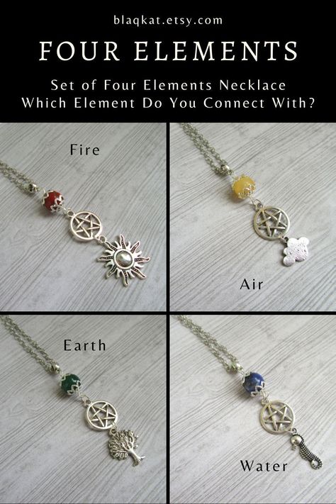 Elemental Necklace, Witch Boxes, Pentacle Jewelry, Witchcraft Shop, Pentacle Necklace, Element Necklace, Four Elements, Mystery Boxes, Pagan Jewelry