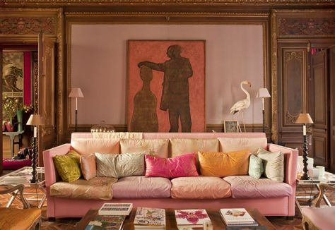 Paris Perpignan France, Pink Sofa, Paris Vintage, Dream Apartment, Dream House Interior, House Room, Dream House Decor, My New Room, Better Homes