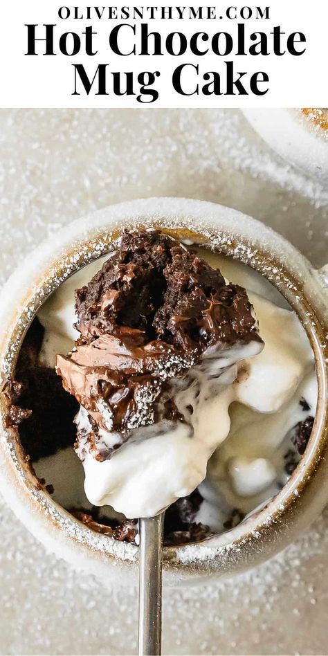 Hot Chocolate Mug Cake Recipe Single Serve Ramekin Desserts, Hot Chocolate Cake In A Mug, Coffee Mug Recipes, Chocolate Mug Cake No Milk, Mug Cake With Brownie Mix Boxes, Easy Microwave Mug Cake Recipes, Christmas Mug Cake Recipe, Healthy Chocolate Mug Cake Microwave, No Milk Mug Cake