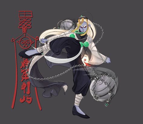 Jiāngshī character design Dungeons & Dragons Monk Meteor Hammer Weapon Meteor Hammer Art, Chinese Oc, Meteor Hammer, Wuxia Art, Art Help, Dungeons Dragons, Body Reference, Role Playing, Dungeons And Dragons