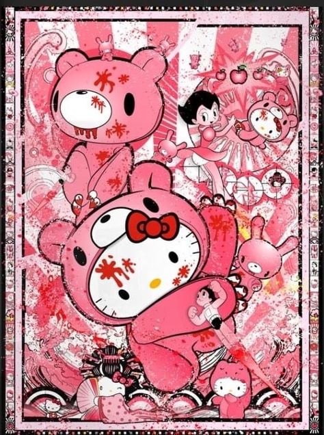 Gloomy Bear Print, Gloomy Bear Poster Print, Gloomy Bear Aesthetic Wallpaper, Poster Prints Hello Kitty, Gloomy Bear X Hello Kitty, Gloomy Bear Room, Gloomy Bear Poster, Gloomy Bear Aesthetic, Gloomy Bear Icon