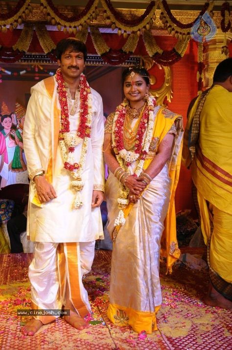 Gopichand Weds Reshma Photos - 3 / 22 photos Grooms Dress, Marriage Dress For Men, Bridegroom Outfits, Grooms Attire, Emerald Green Prom Dress, Engagement Saree, Yellow Prom, Orange Prom Dresses, Wedding Outfits For Groom