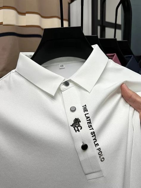 Summer Business High-End Solid Color High Quality Short Sleeve Polo Shirt Lapel Collar New Men Fashion Casual No Trace Printing _ - AliExpress Mobile Business Shorts, Men Fashion Casual, England Fashion, Polo Style, Fashion Business, Long Sleeve Polo Shirt, Long Sleeve Polo, Short Sleeve Polo, Mens Polo Shirts