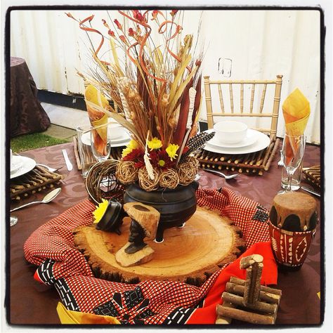 Traditional African wedding centerpieces and decor. www.facebook.com/joburgtents or SecundaTents&Events African Wedding Ideas, Zulu Traditional Wedding, African Wedding Theme, Zulu Wedding, African Theme, South African Weddings, African Traditional Wedding, Traditional Wedding Decor, African Decor