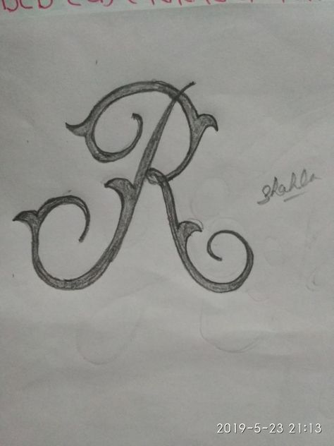 Simple pencil sketch R Sketch Letter, Letter R Tattoo, V Tattoo, R Letter, Letter Tattoo, Pencil Drawings Of Girls, Diary Writing, Happy Ganesh Chaturthi Images, Girl Drawing Sketches