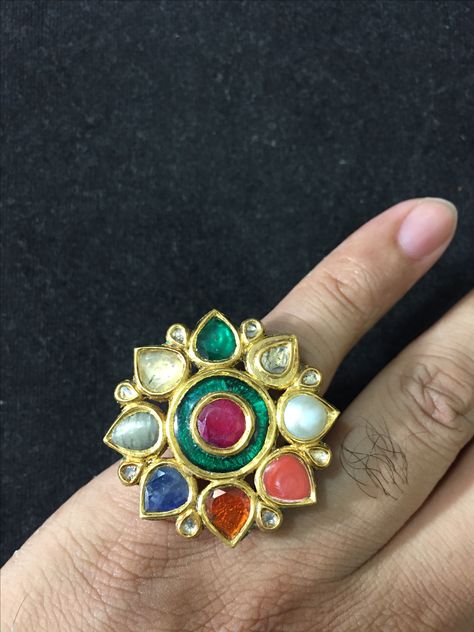 Nav Ratan ring Navratan Rings For Women, Gold Ring Designs, India Jewelry, Durga Goddess, Bridal Fashion, Rings For Women, Ring Designs, Turquoise Ring, Gold Ring