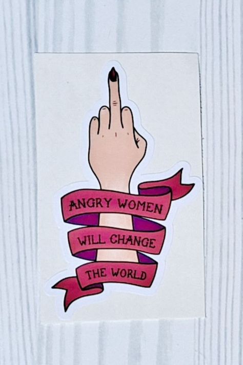 Angry At The World, When She Is Angry, Angry Woman, Angry Sticker, Angry Women Will Change The World, Stickers Woman Power, Angry Women, Printable Vinyl, Waterproof Vinyl