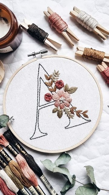 Alphabet A Embroidery, Alphabet Embroidery Patterns Letters Template, Letter A Embroidery Pattern, A Letter Embroidery Design, A Embroidery Letter, Embroidery Letters Patterns, Hand Embroidery Letters, Daisy Stitch, Alphabet Embroidery